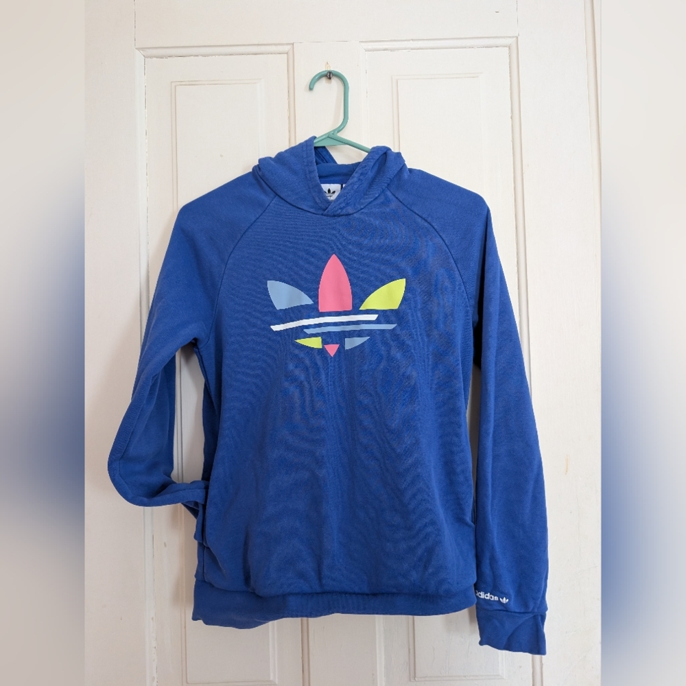 Adidas Boys 14/16 Royal Blue Hoodie